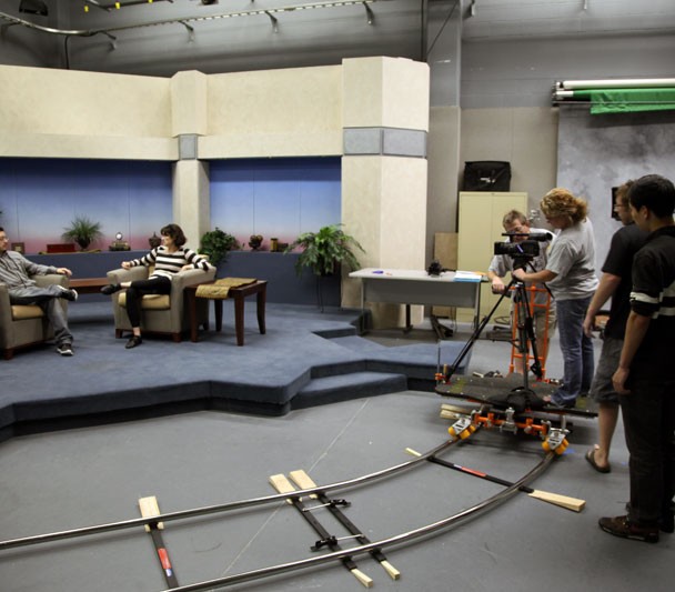 The Grad Students Set Up for a Tracking Shot